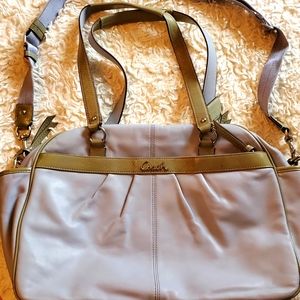 Vintage coach gray leather laptop business bag multi use